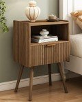 Modern Walnut Nightstand with Storage Drawer
