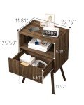 Modern Walnut Nightstand with Storage Drawer