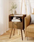 Modern Walnut Nightstand with Storage Drawer