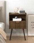 Modern Walnut Nightstand with Storage Drawer