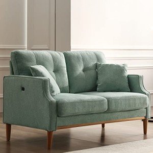 56.7" Loveseat Sofa with Pillows and USB Port