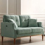 56.7" Loveseat Sofa with Pillows and USB Port