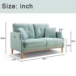 56.7" Loveseat Sofa with Pillows and USB Port