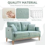 56.7" Loveseat Sofa with Pillows and USB Port