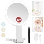 Lighted 30X Magnifying Makeup Mirror with Handle