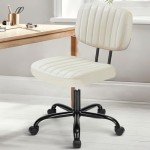 Beige Ergonomic Armless Desk Chair for Small Spaces
