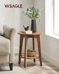Rustic Walnut Round Side Tables, Set of 2