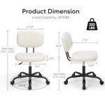 Beige Ergonomic Armless Desk Chair for Small Spaces