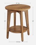 Rustic Walnut Round Side Tables, Set of 2