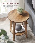 Rustic Walnut Round Side Tables, Set of 2