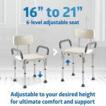 Heavy-Duty Adjustable Shower Chair with Armrests