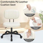 Beige Ergonomic Armless Desk Chair for Small Spaces