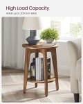 Rustic Walnut Round Side Tables, Set of 2