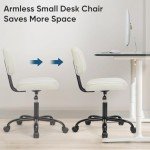 Beige Ergonomic Armless Desk Chair for Small Spaces