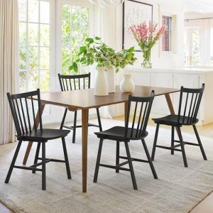 Set of 4 Black Farmhouse Dining Chairs