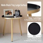 Stylish Round Black Side Table with Gold Legs
