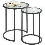 Yaheetech Black Round Nesting End Table Set