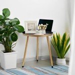 Stylish Round Black Side Table with Gold Legs