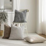 Set of 4 Neutral Throw Pillow Covers 18x18 Inch