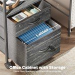 File Cabinet with Power Outlets and Lockable Wheels