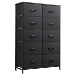 WLIVE Tall Black Dresser with 10 Drawers
