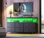 47 Inch LED TV Stand with 6 Drawers, Black