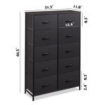 WLIVE Tall Black Dresser with 10 Drawers