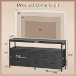 47 Inch LED TV Stand with 6 Drawers, Black