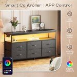 47 Inch LED TV Stand with 6 Drawers, Black