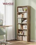 VASAGLE 6-Tier Adjustable Open Bookcase - Camel Brown