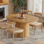Extendable Round Dining Table for 4 - Modern Farmhouse