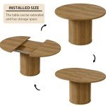 Extendable Round Dining Table for 4 - Modern Farmhouse