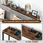 Rustic Brown Console Table with Power Outlet