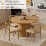 Extendable Round Dining Table for 4 - Modern Farmhouse