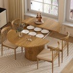 Extendable Round Dining Table for 4 - Modern Farmhouse