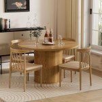 Extendable Round Dining Table for 4 - Modern Farmhouse