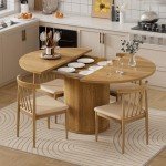 Extendable Round Dining Table for 4 - Modern Farmhouse