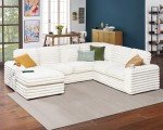 White U-Shaped Sectional Sofa with Storage & USB