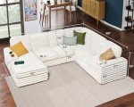 White U-Shaped Sectional Sofa with Storage & USB