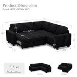 Belffin Convertible Plush Corduroy Modular Sectional Sofa