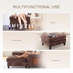 Brown U-Shaped Sectional Sofa with Ottomans