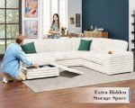 White U-Shaped Sectional Sofa with Storage & USB