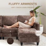 Brown U-Shaped Sectional Sofa with Ottomans