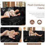 Belffin Convertible Plush Corduroy Modular Sectional Sofa