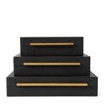 Black Faux Shagreen Decorative Storage Box Set