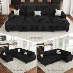 Belffin Convertible Plush Corduroy Modular Sectional Sofa