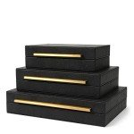 Black Faux Shagreen Decorative Storage Box Set
