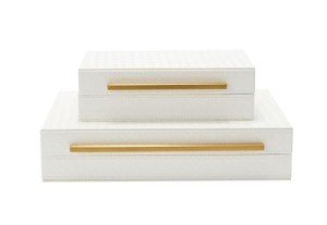 White Decorative Storage Boxes Set of 2
