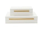 White Decorative Storage Boxes Set of 2