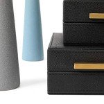 Black Faux Shagreen Decorative Storage Box Set